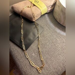 Gold Paperclip Link Necklace 18k- Women necklace with extender!! Nwot